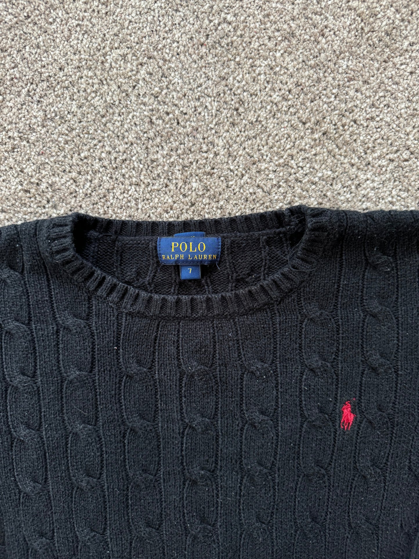 Aged 7 Ralph Lauren Black Cable Knit Jumper