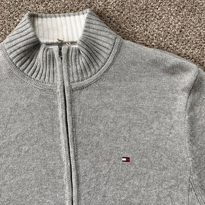 XS Tommy Hilfiger Grey Full-Zip Knitted Jumper