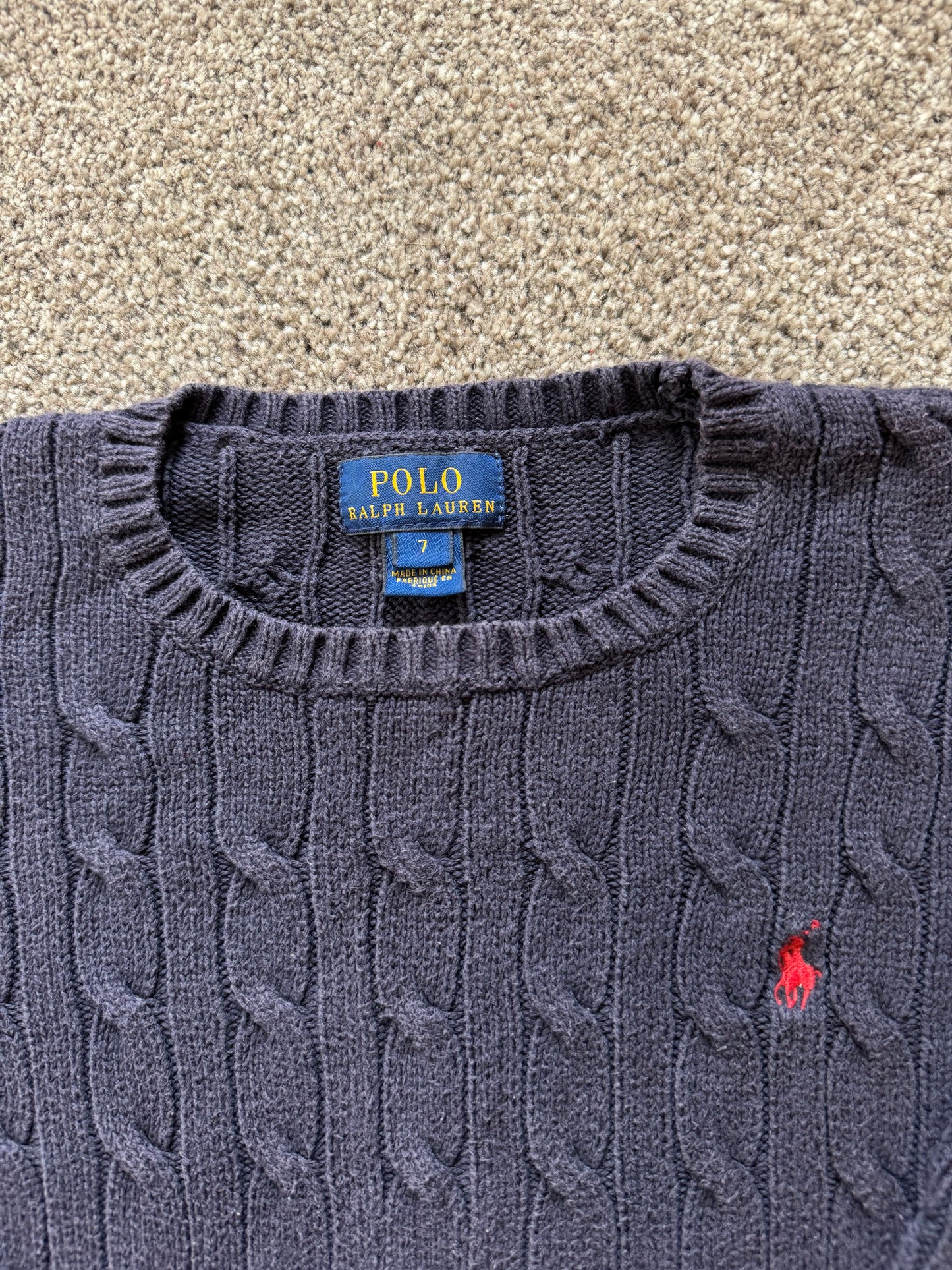 Aged 7 Ralph Lauren Navy Cable Knit Jumper