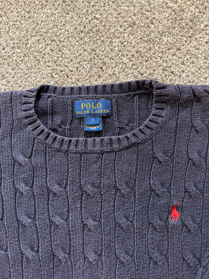 Aged 7 Ralph Lauren Navy Cable Knit Jumper