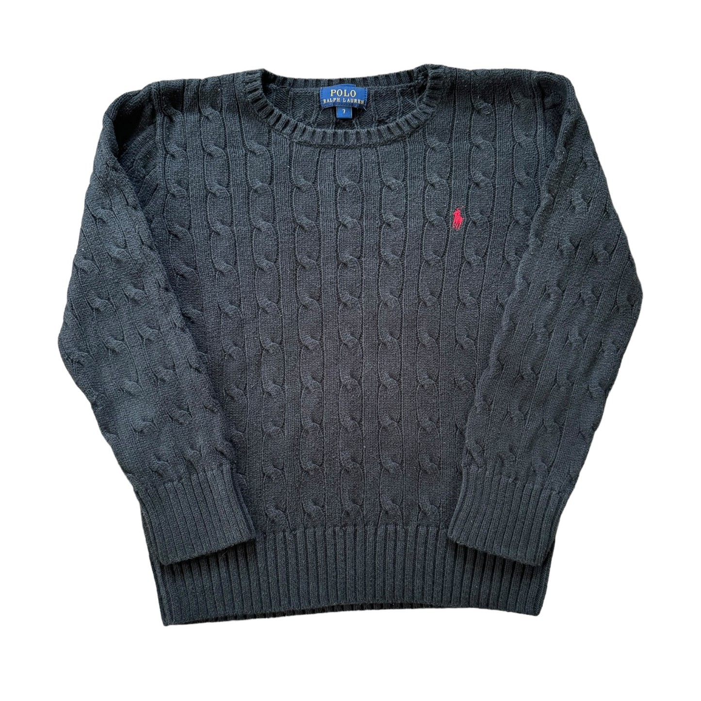 Aged 7 Ralph Lauren Black Cable Knit Jumper