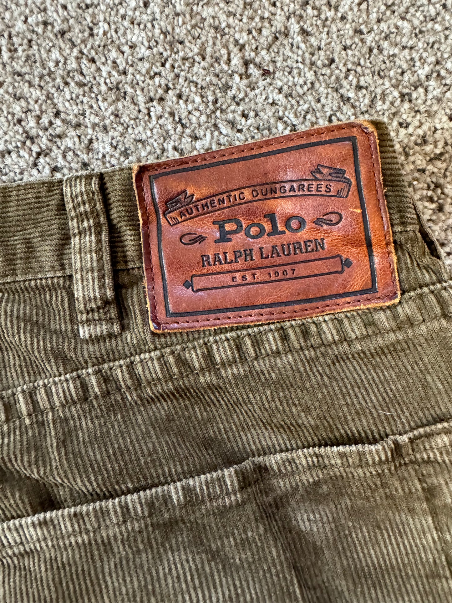 36/32 Ralph Lauren Olive Green Corduroy Trousers