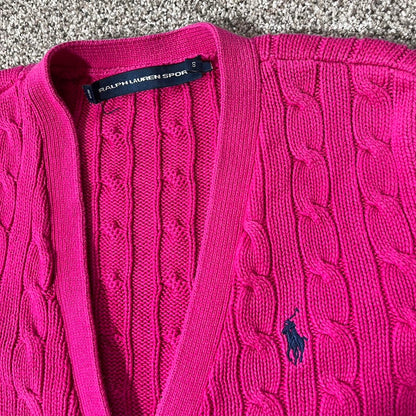 Small Ralph Lauren Pink Cable Knit Cardigan