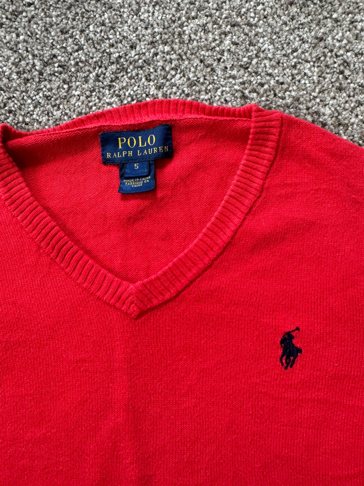 Aged 5 Ralph Lauren Red V-Neck jumper