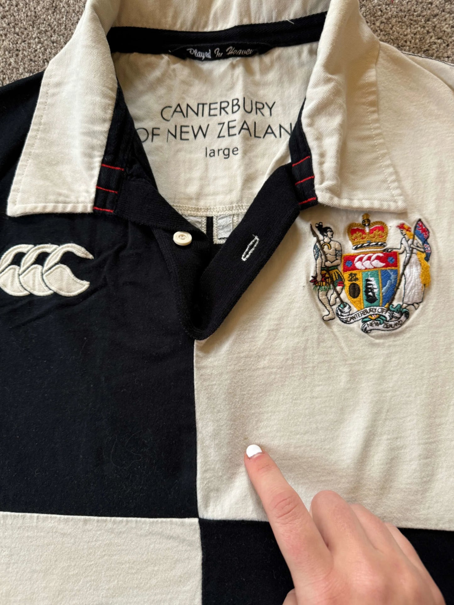 Large Canterbury Black and White Rugby Shirt