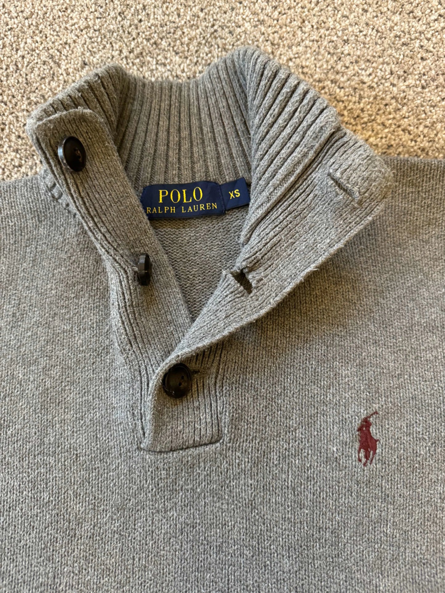 Extra small Ralph Lauren Grey 1/4 Button Knit