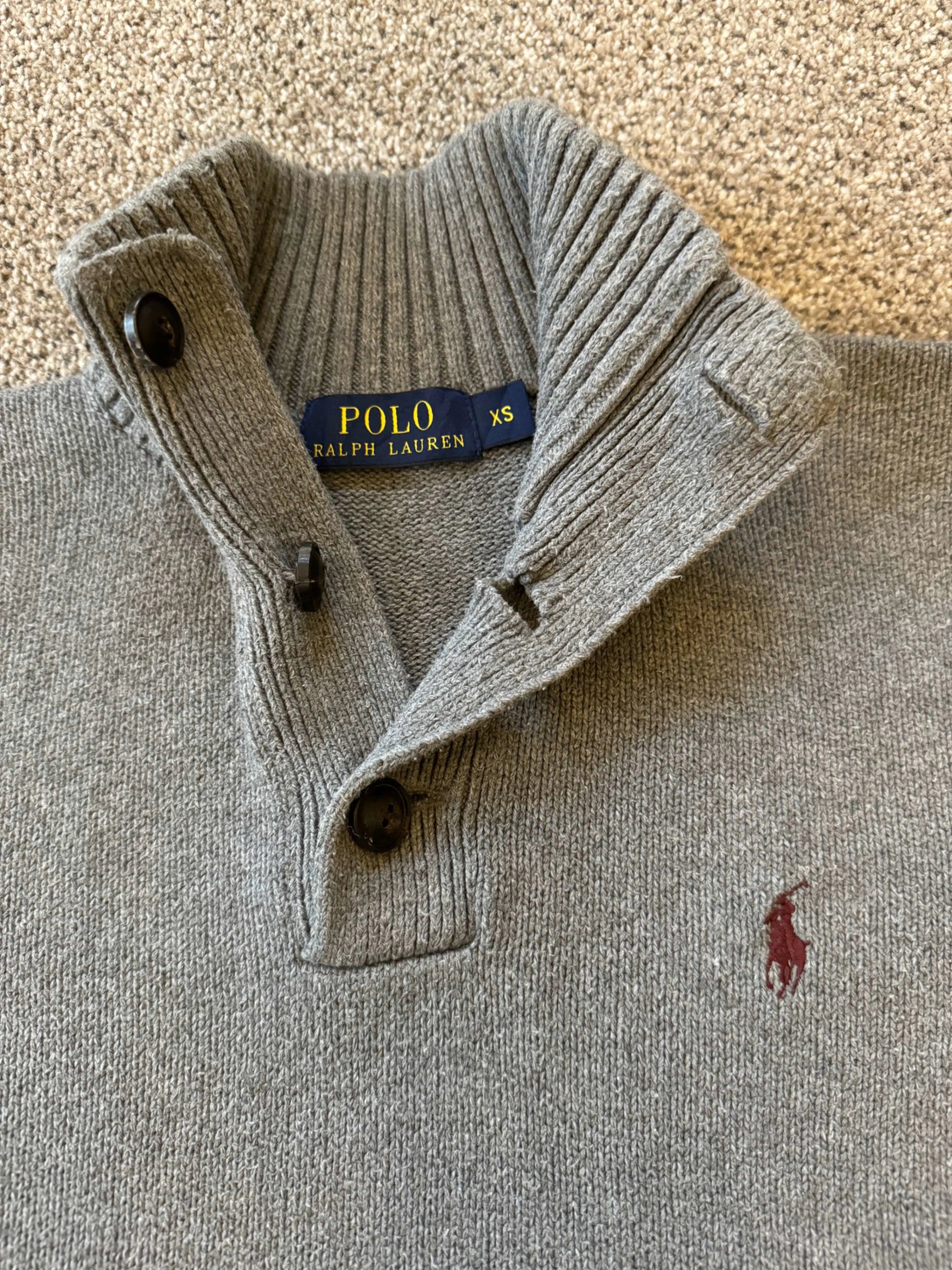 Extra small Ralph Lauren Grey 1/4 Button Knit