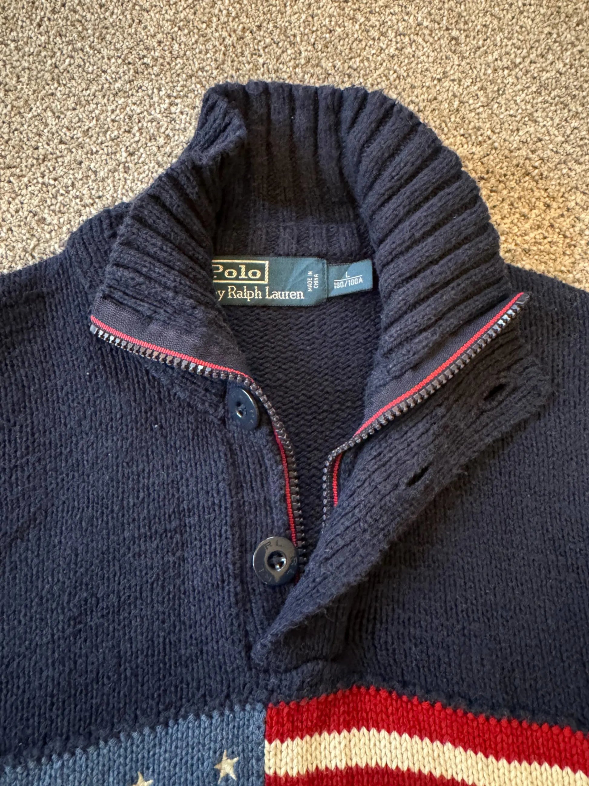 Large Ralph Lauren USA Flag Navy Knitted Jumper