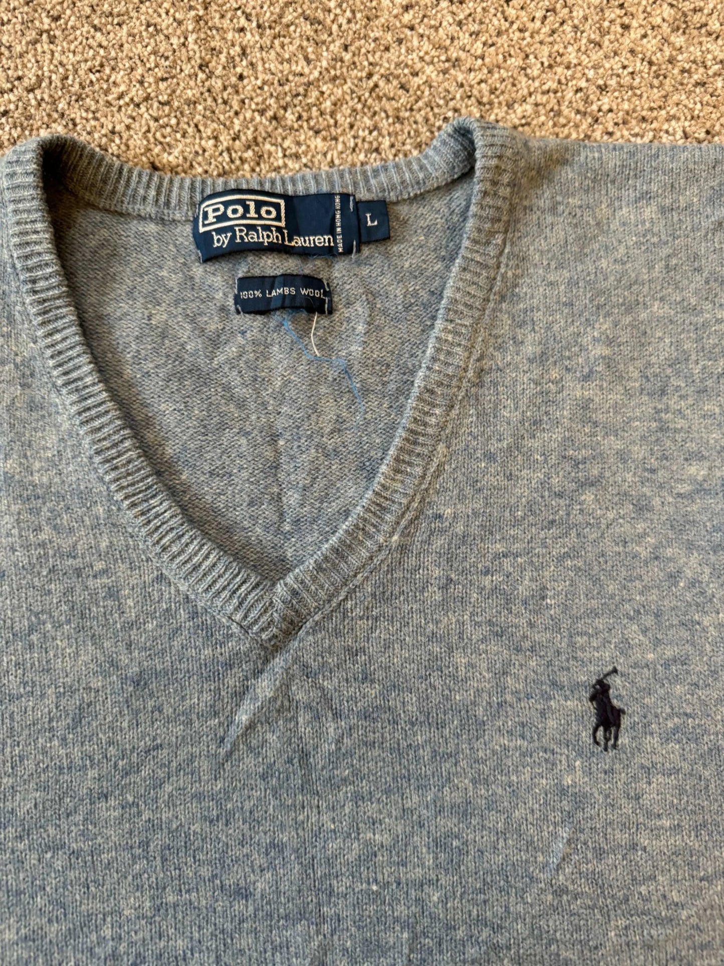 Large Ralph Lauren Blue Lambswool Sweater Vest