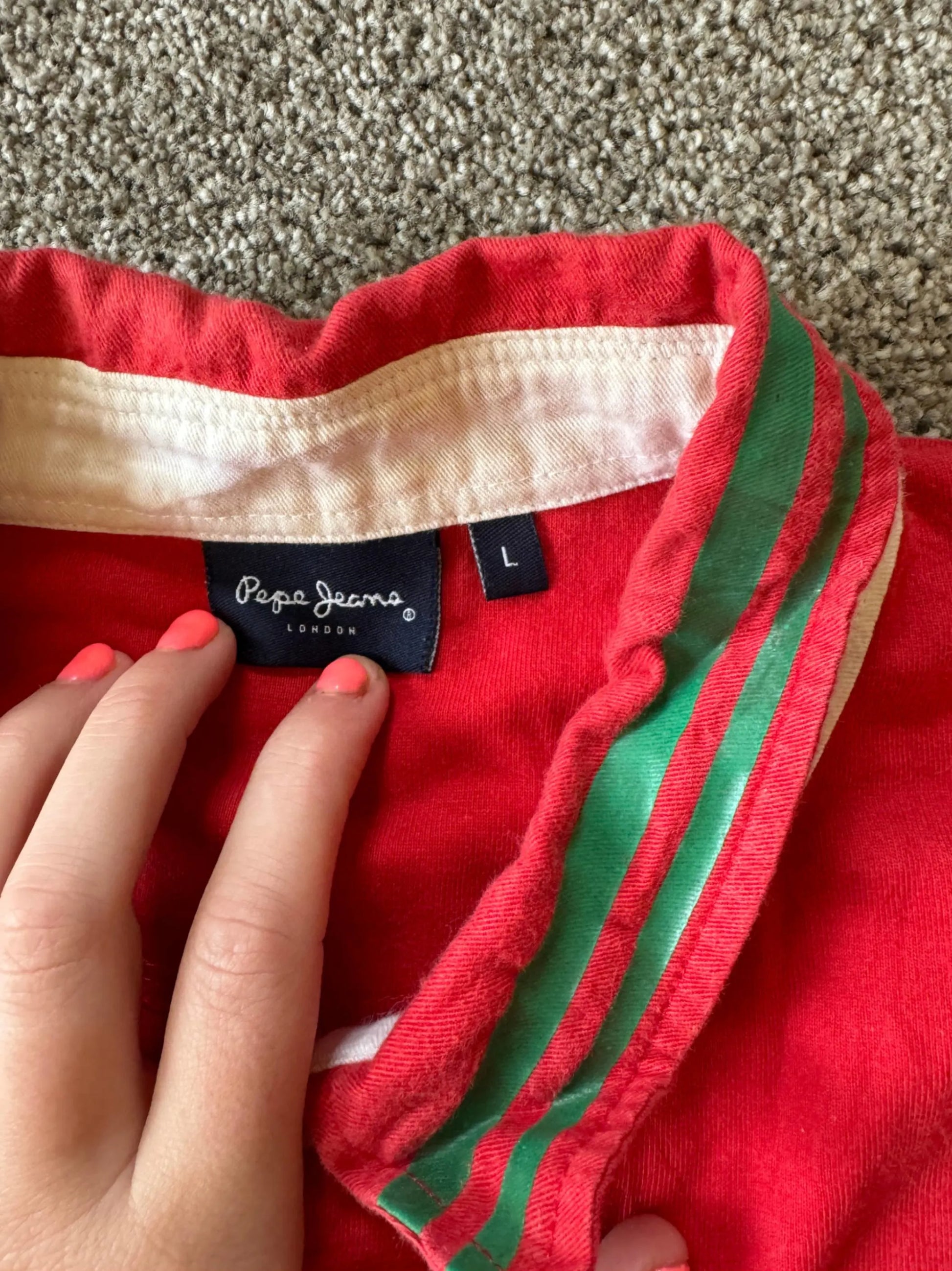 Large Pepe Jeans Red Rugby Shirts