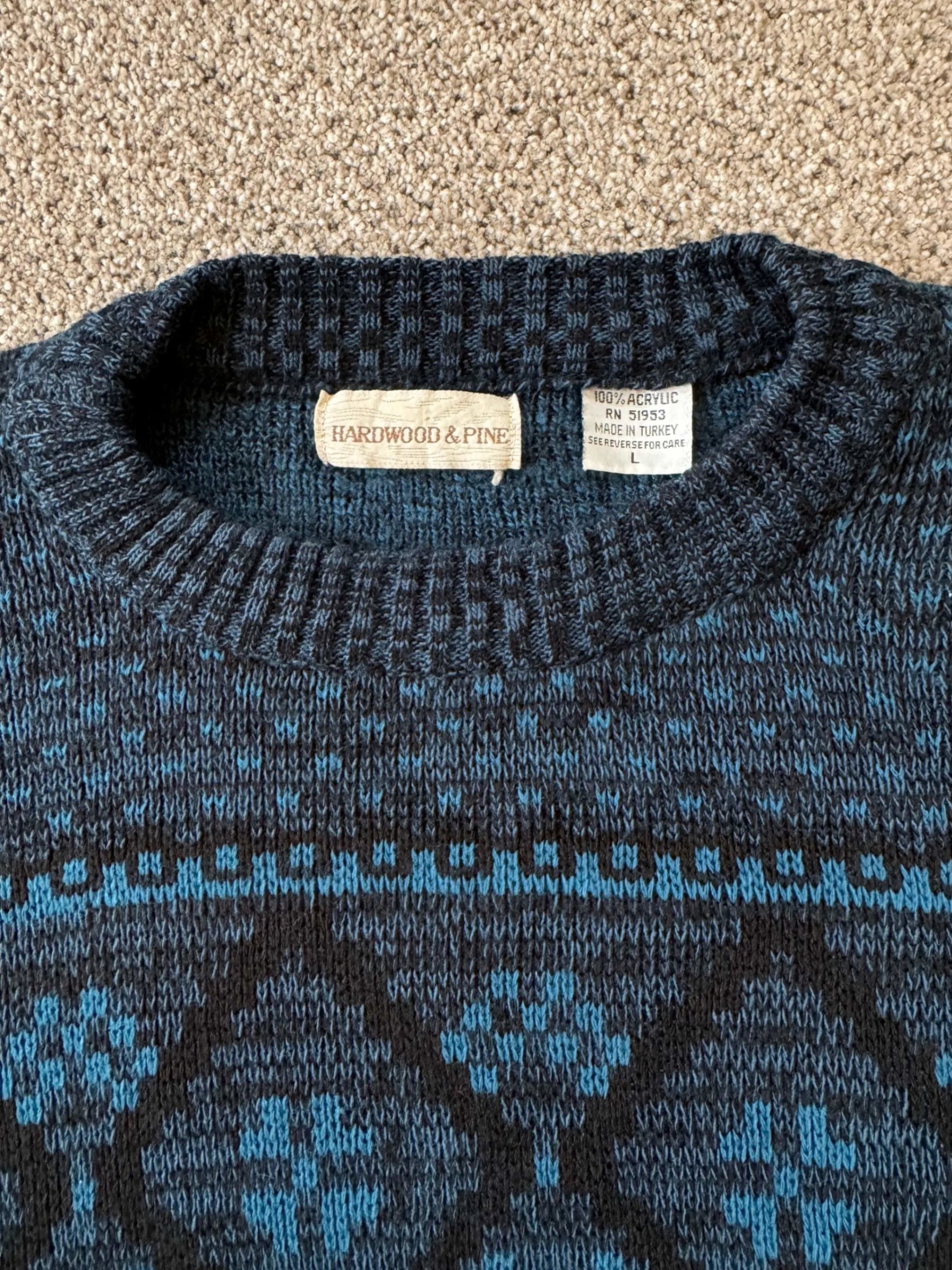 Large Hardwood & Pine Blue Funky Knit