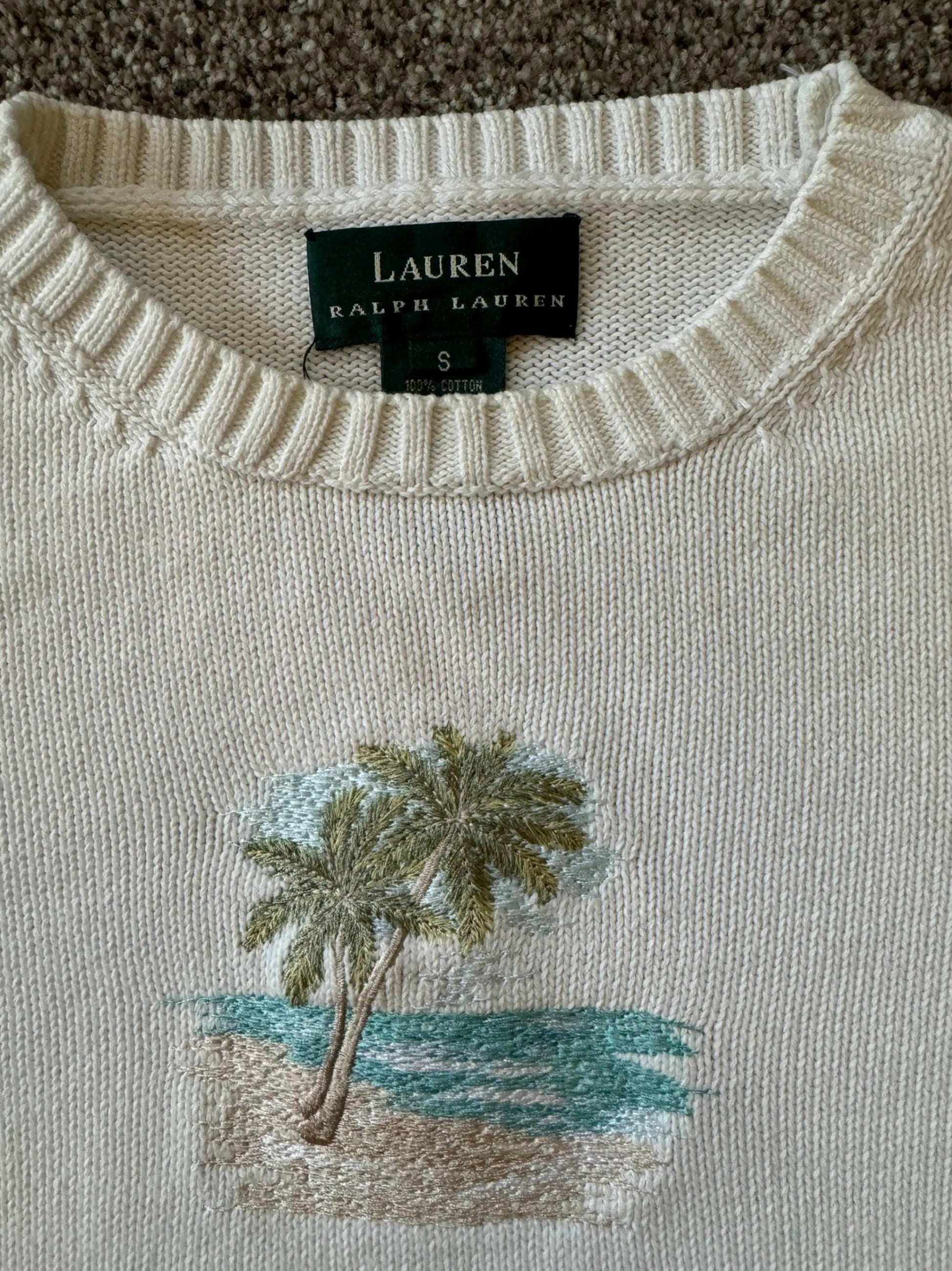 Womans Small Ralph Lauren White Beach Knitted Jumper