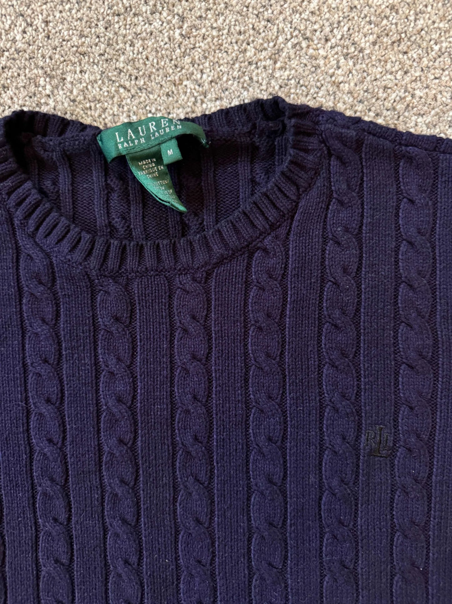 Womans Medium Ralph Lauren Purple Cable Knit