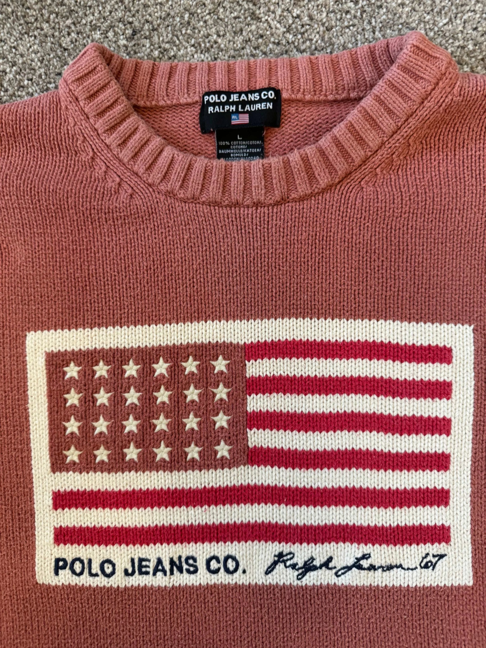 Large Ralph Lauren Red USA Flag Knitted Jumper