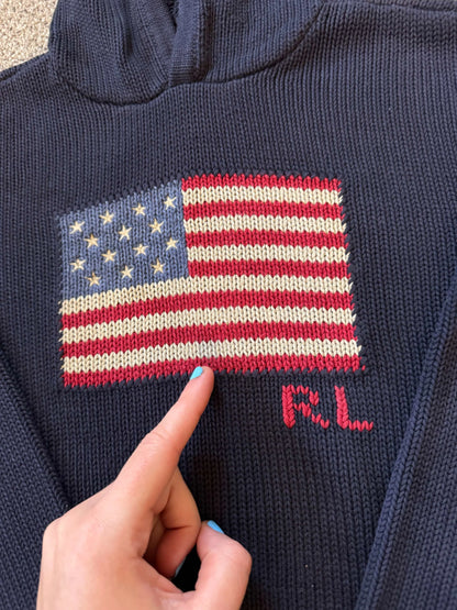 Aged 7 Ralph Lauren Navy USA Flag Hoodie