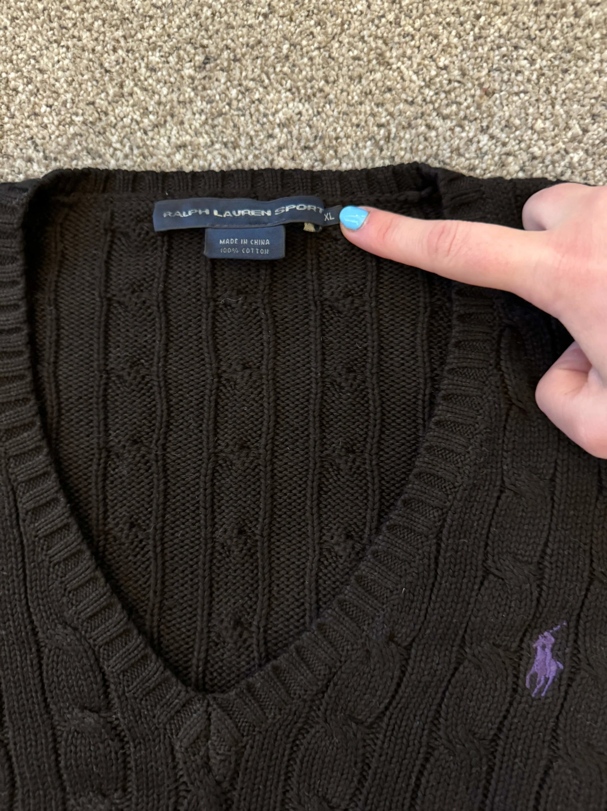 Womans Extra large Ralph Lauren Black Cable Knit