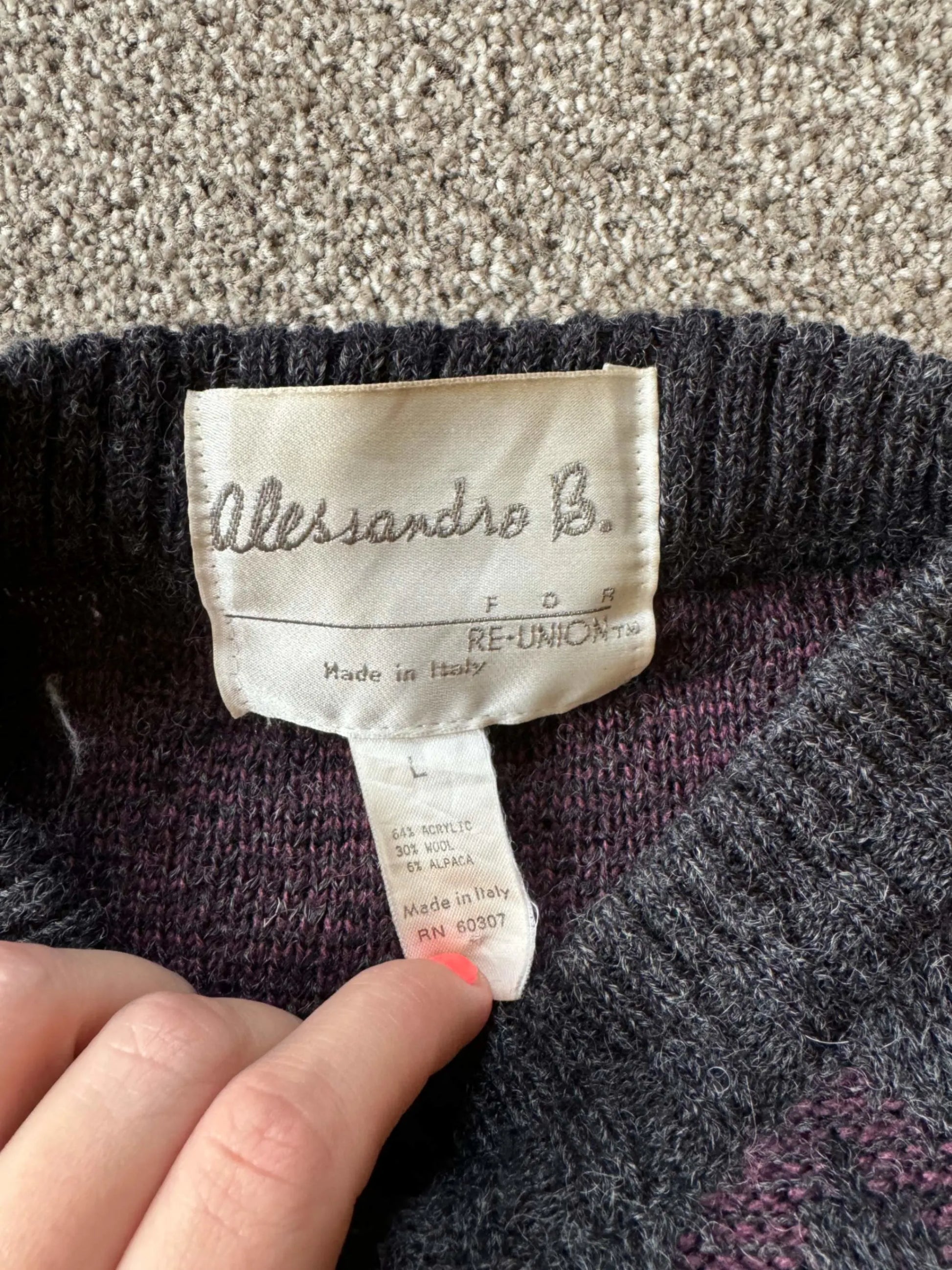 Large Alessandre B Grey Knitted Jumper