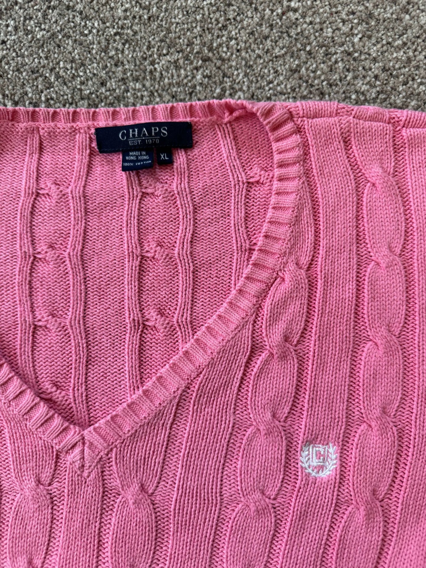 Womans Extra large Chaps Pink Cable Knit