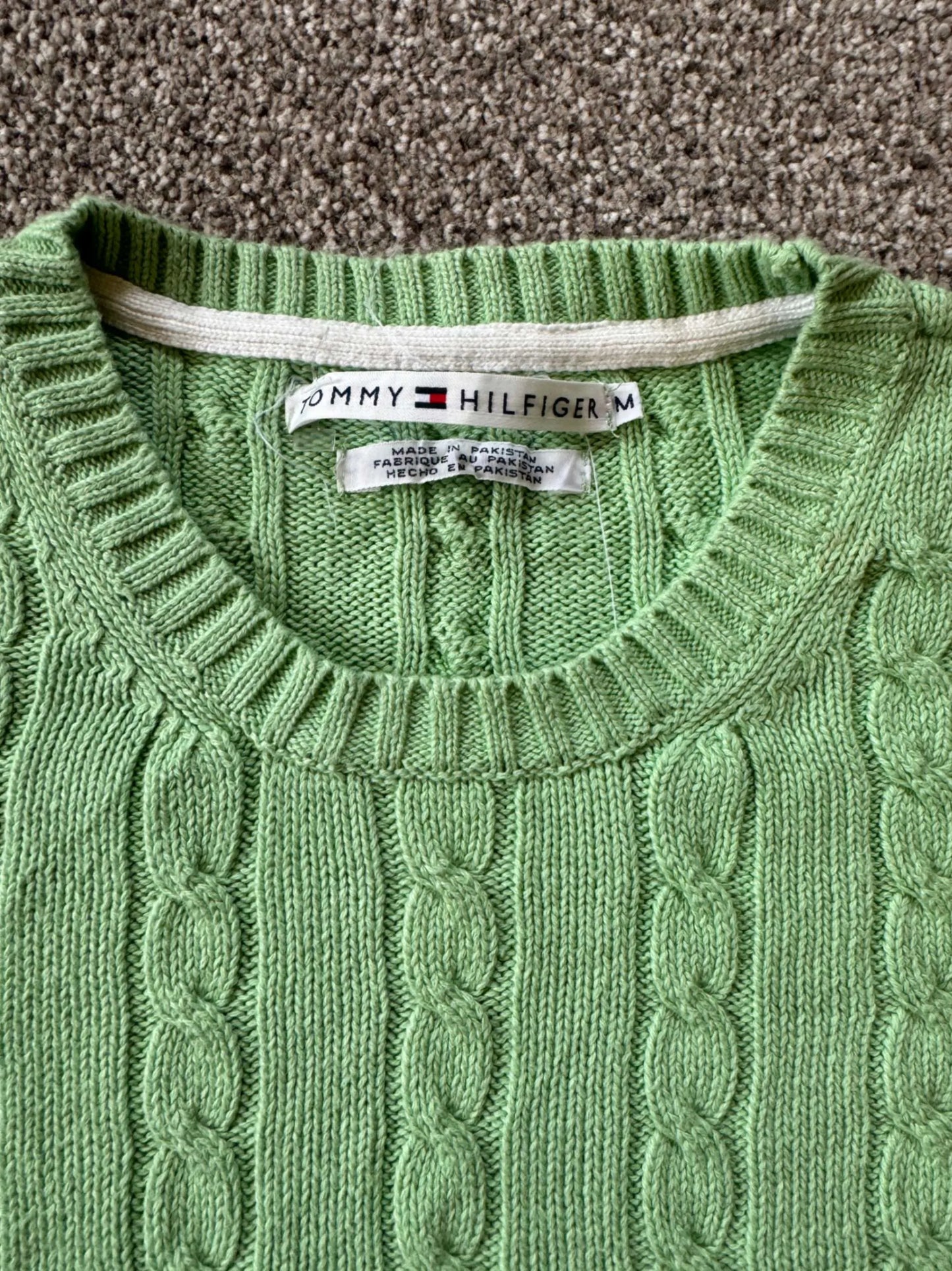 Womans Medium Tommy Hilfiger Green Cable Knit