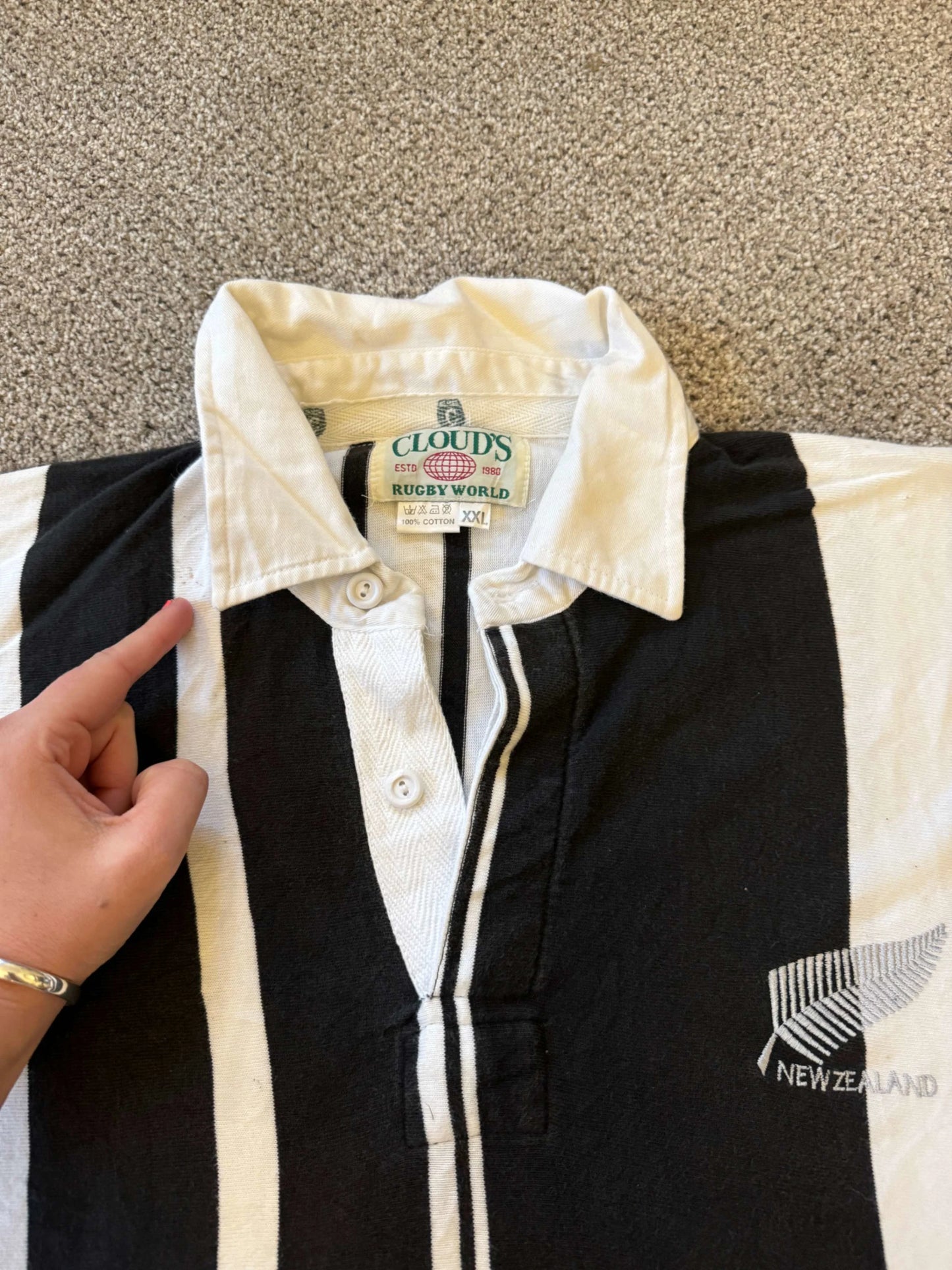 XXL New Zealand Striped Rugby Shirt