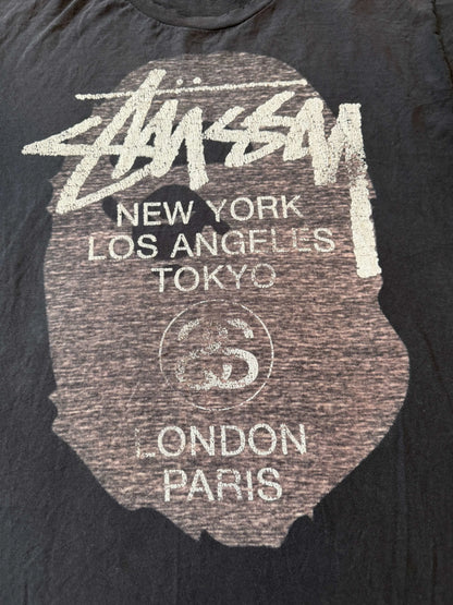 Medium Stussy x Bape World Tour Black T-Shirt