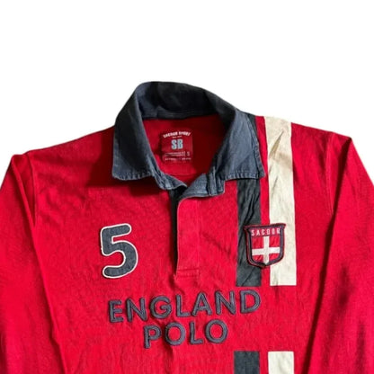 Small Sacoor Sport Red England Rugby Shirt Top