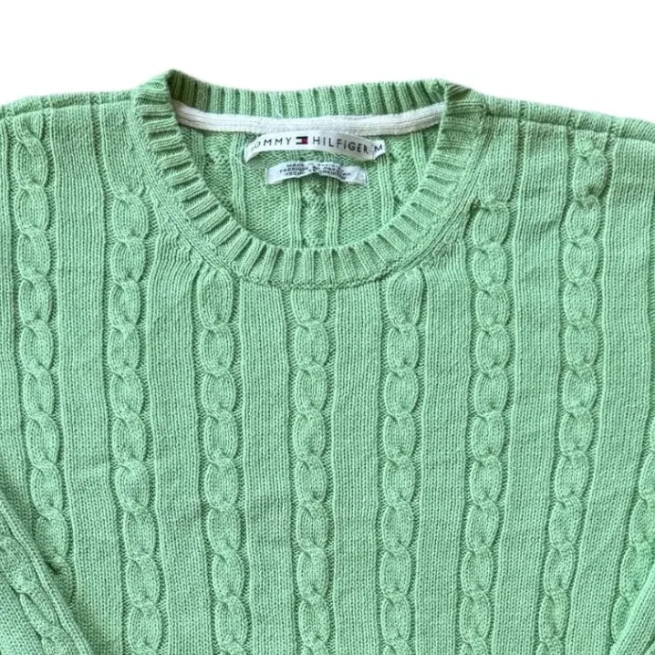 Womans Medium Tommy Hilfiger Green Cable Knit Top