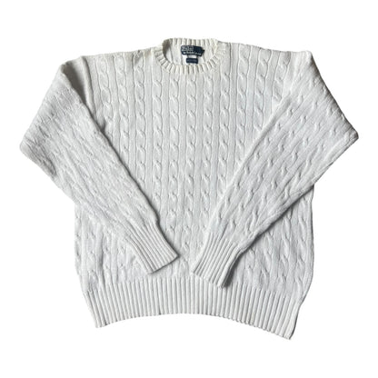 Women's Large Ralph Lauren White Cable Knit Sweater