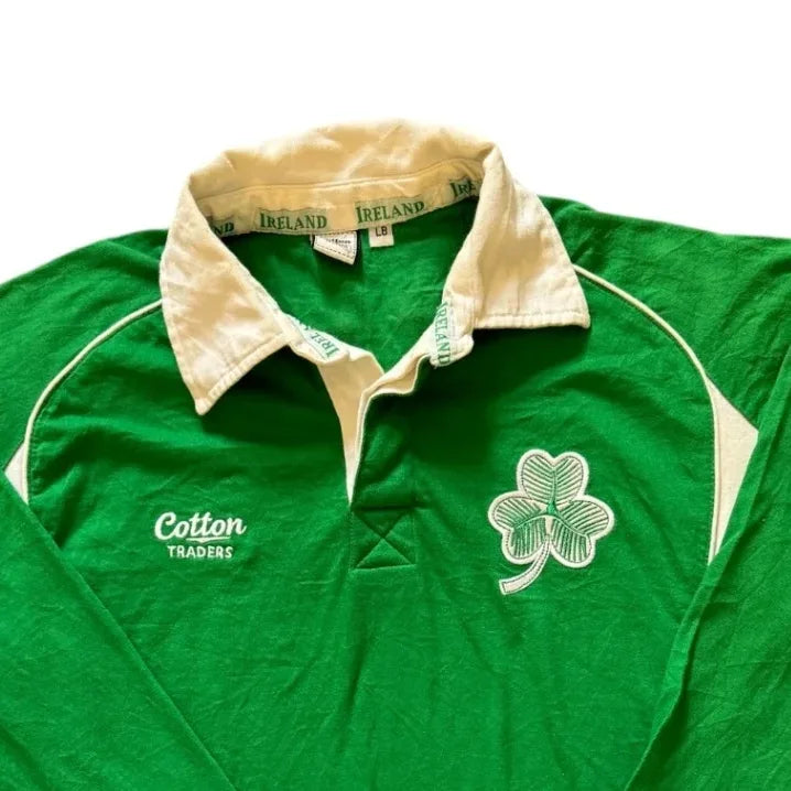 XXS Cotton Traders Green Ireland Rugby Shirt Top