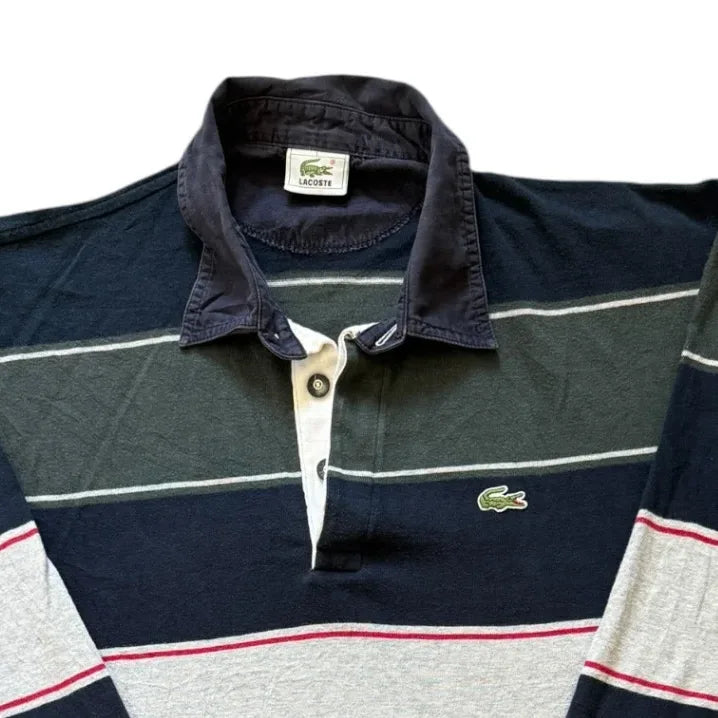 Large Lacoste Multicolor Rugby Shirt Top