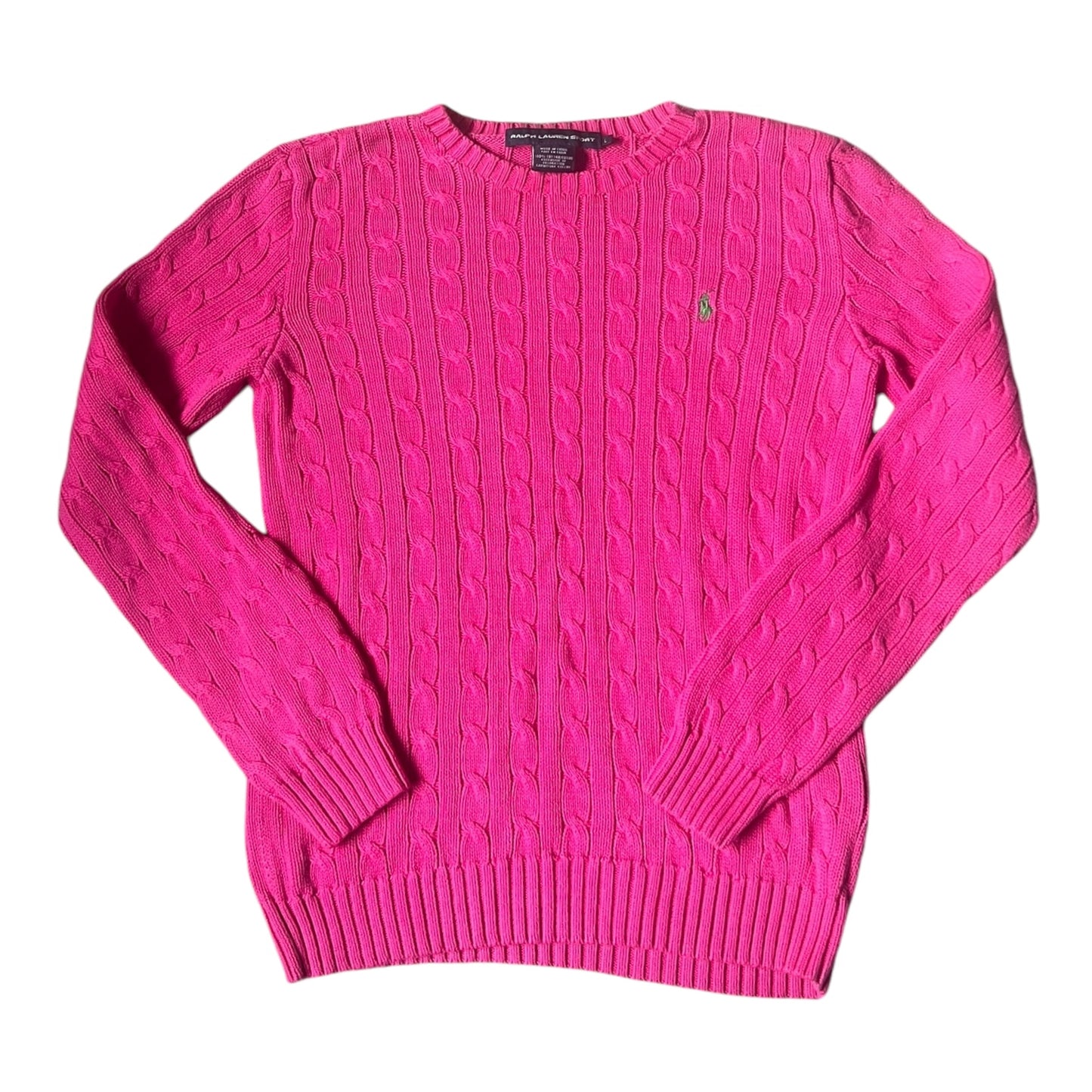 Women's Large Ralph Lauren Pink Cable Knit Sweater