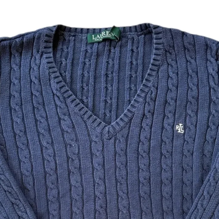 Womans Medium Ralph Lauren Navy Cable Knit Top