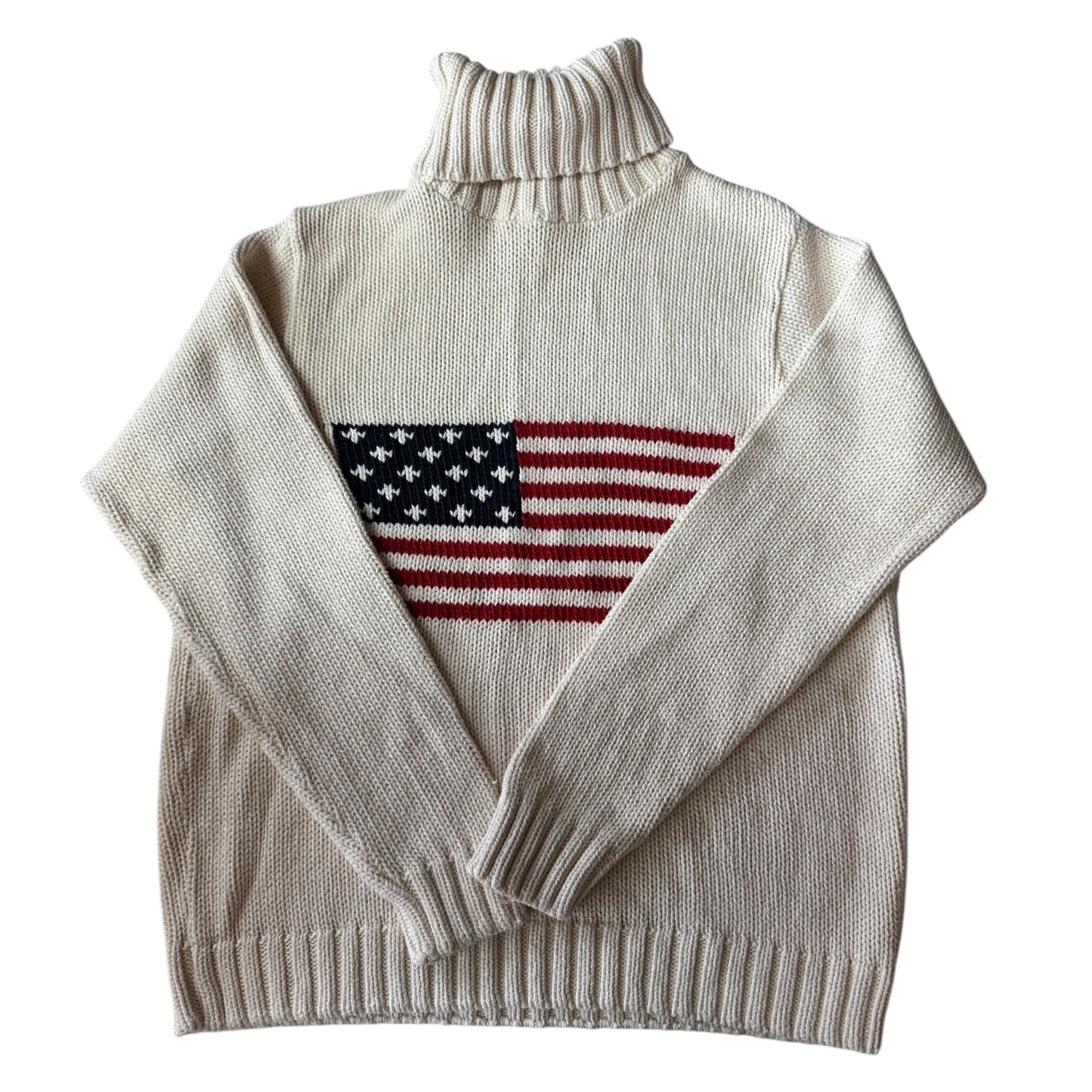 Small Coldwater Creek Cream USA Flag Knitted Sweater