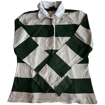 Women’s XL Massimo Dutti Green Striped Rugby Shirt