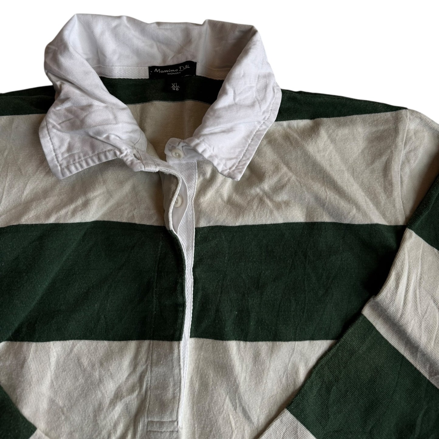 Women’s XL Massimo Dutti Green Striped Rugby Shirt