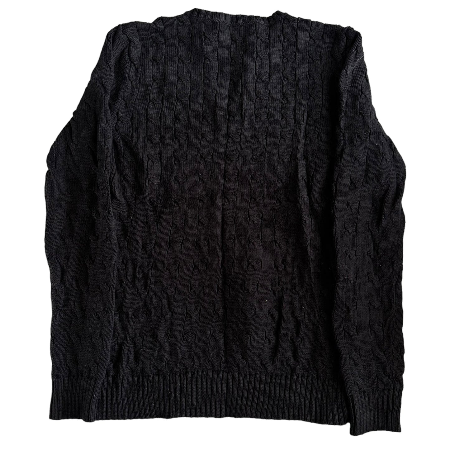 Women's Petite Small Lauren Ralph Lauren Black Cable Knit Sweater