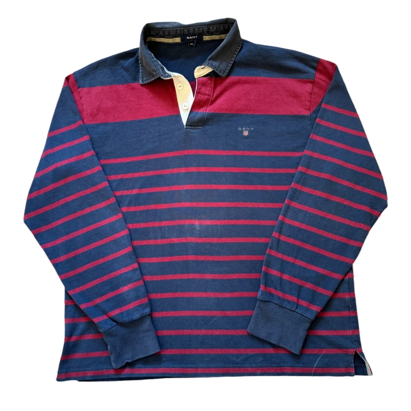 XXL Gant Navy Striped Rugby Shirt