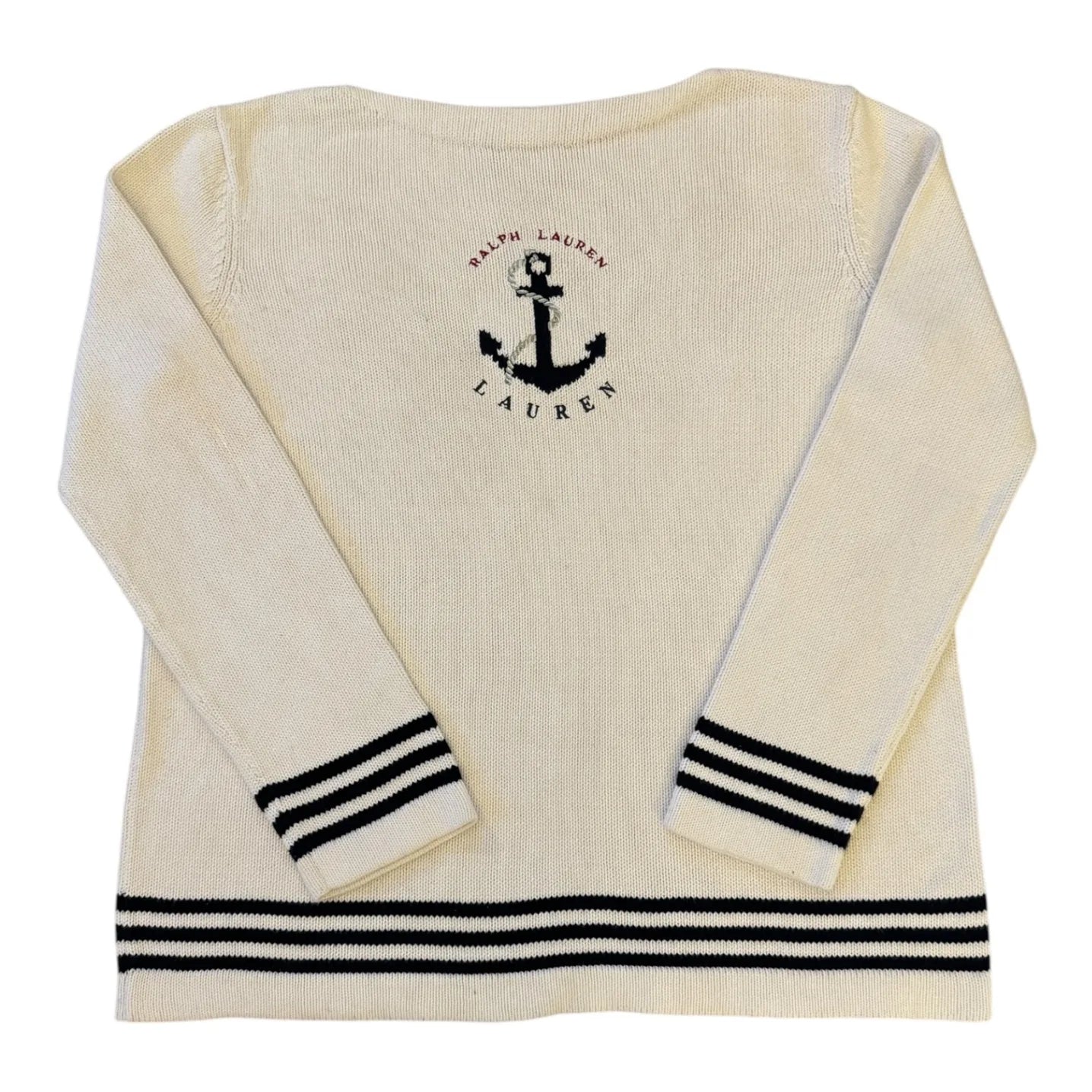 Womans Large Ralph Lauren White Anchor Knitted Jumper