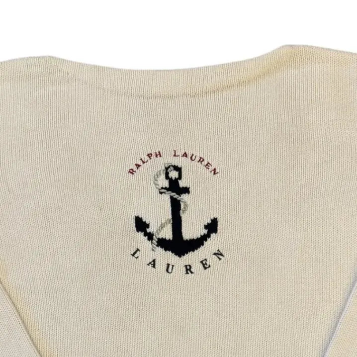 Womans Large Ralph Lauren White Anchor Knitted Jumper Top