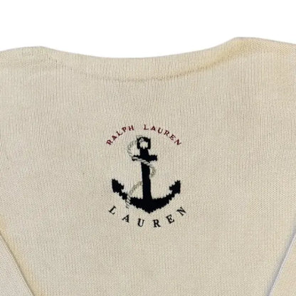 Womans Large Ralph Lauren White Anchor Knitted Jumper Top