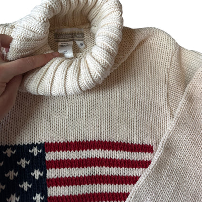 Small Coldwater Creek Cream USA Flag Knitted Sweater