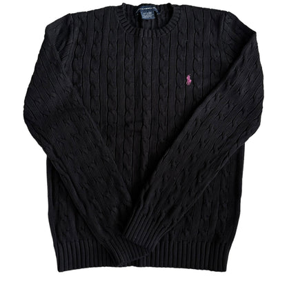 Women's Large Ralph Lauren Black Cable Knit Sweater