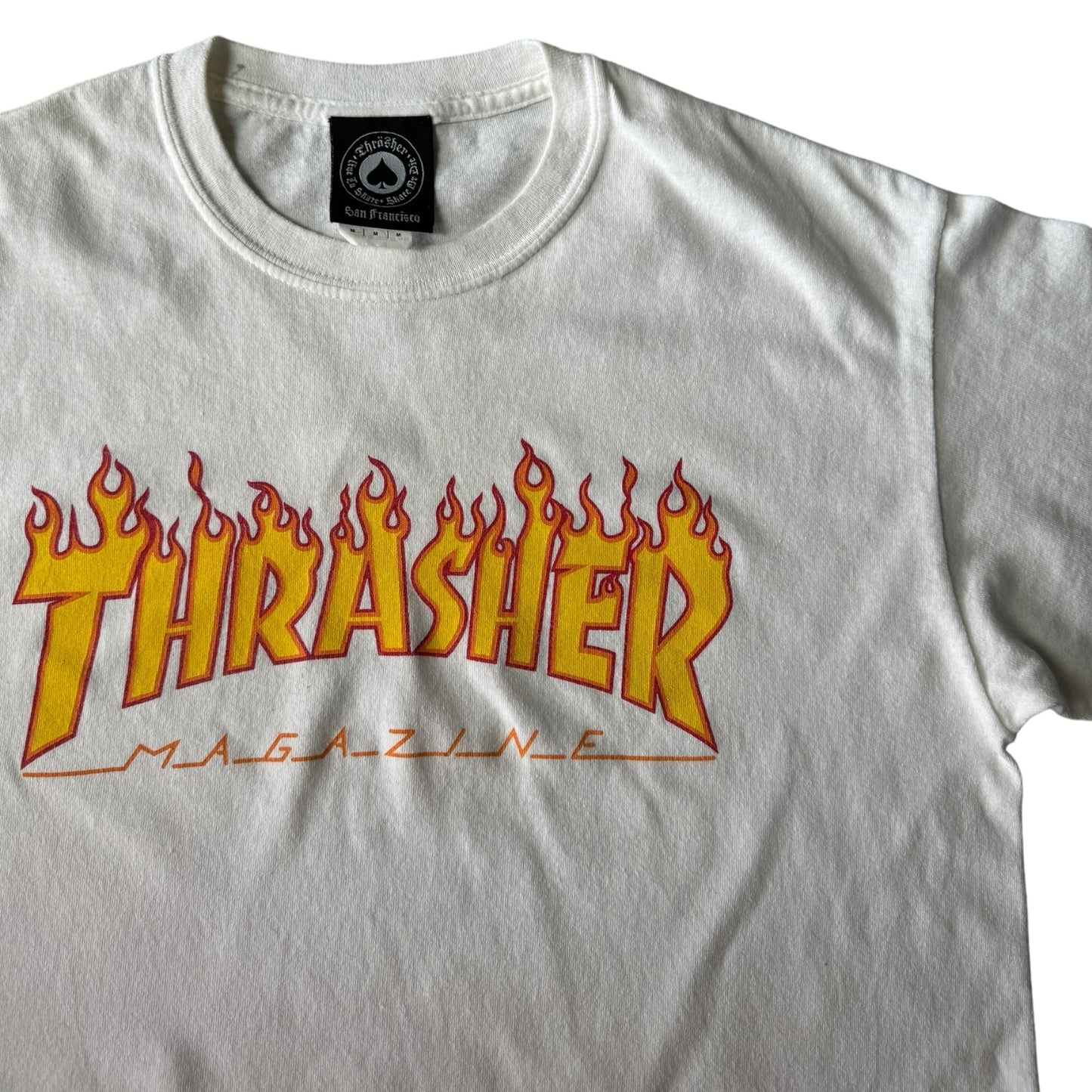 Medium Thrasher Flame White T-Shirt