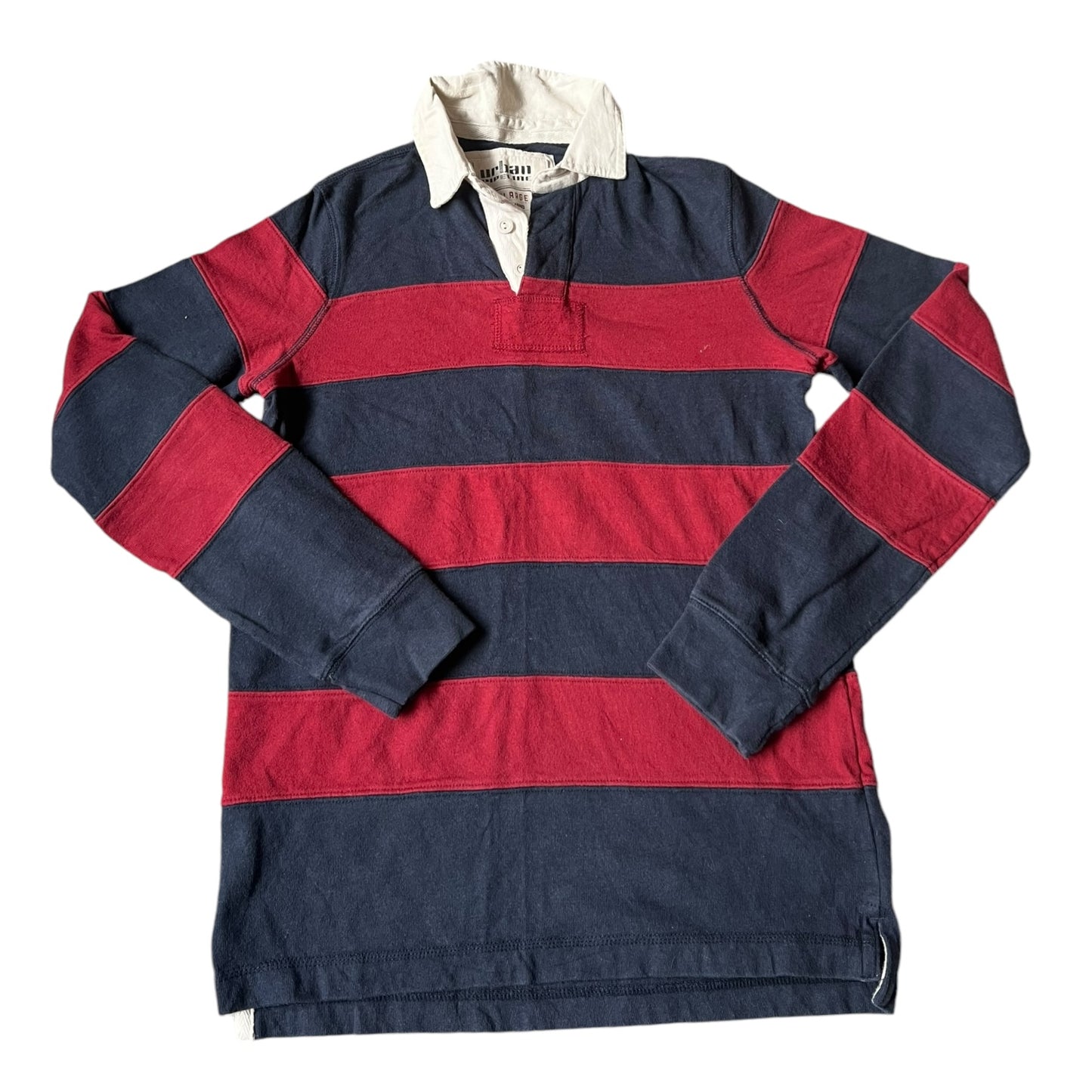 XL Urban Pipeline Striped Navy and Red Rugby Shirt