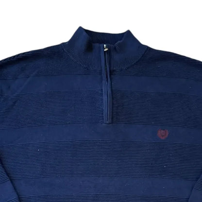 XXL Chaps Navy Striped 1/4 Zip Top