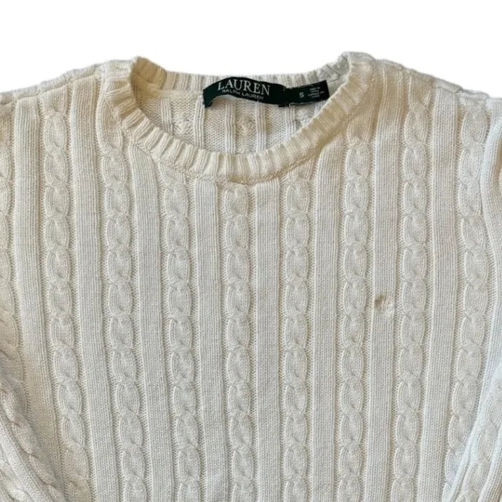 Womans Small Ralph Lauren White Cable Knit