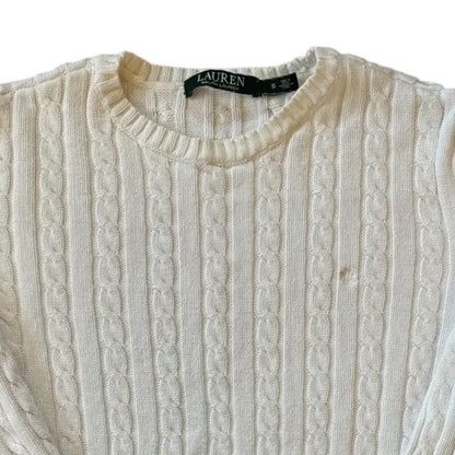 Womans Small Ralph Lauren White Cable Knit