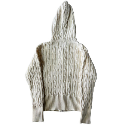 Aged 8-10 Ralph Lauren White Cable Knit Zip Up Sweater