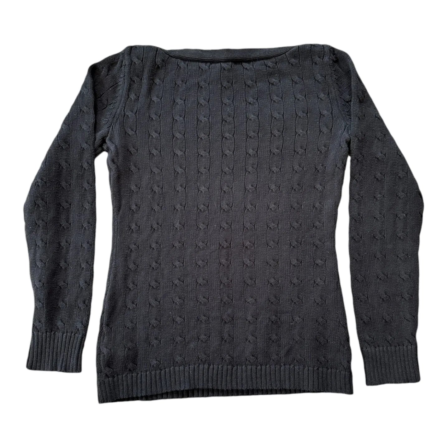 Womans Medium Ralph Lauren Black Cable Knit