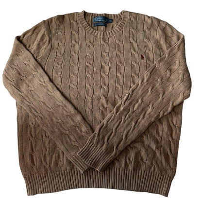 XXL Ralph Lauren Brown Cable Knit Sweater